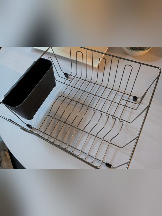 Other - Stainless Steel Dish Drying Rack with Utensil Holder, Square Corners. NWOT.